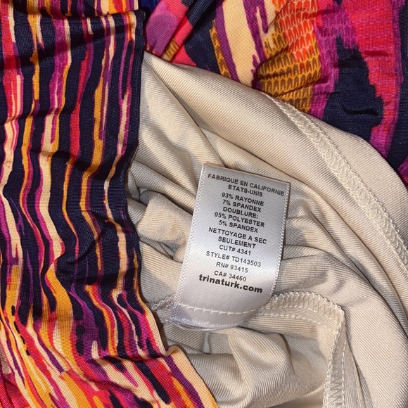 Trina Turk Colorful High Boatneck Cold Shoulder Dress - Picture 4 of 5